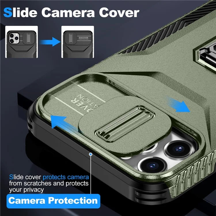 For iPhone 11 Pro Max Case TPU+PC Lens Protection Phone Cover with Ring Kickstand