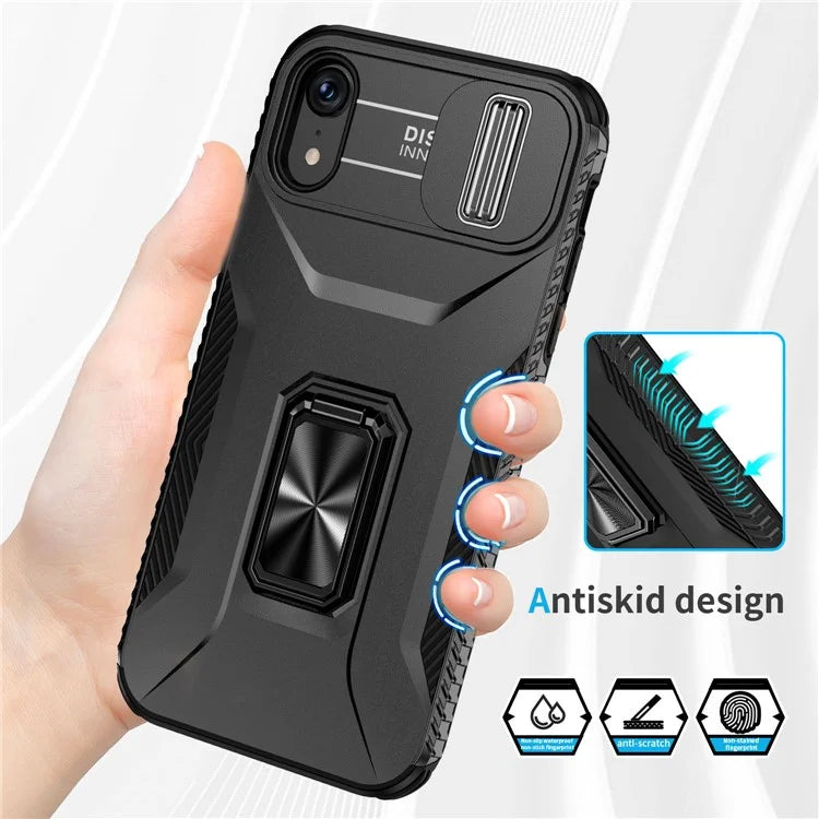 For iPhone XR Case TPU+PC Ring Kickstand Phone Cover Support Magnetic Car Mount