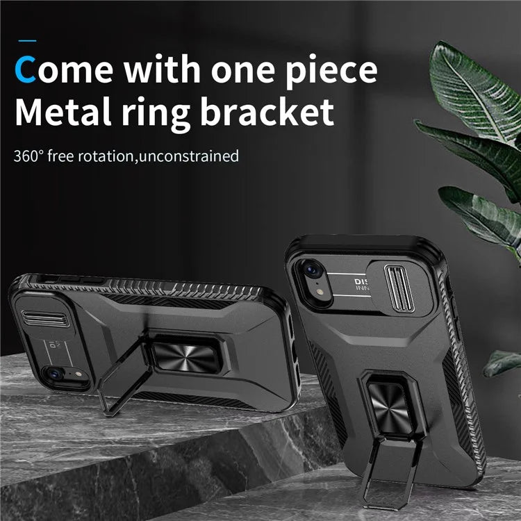 For iPhone XR Case TPU+PC Ring Kickstand Phone Cover Support Magnetic Car Mount