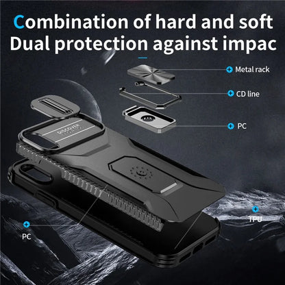 For iPhone XR Case TPU+PC Ring Kickstand Phone Cover Support Magnetic Car Mount