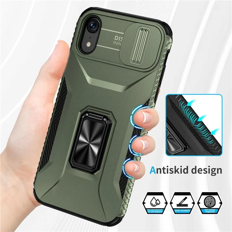 For iPhone XR Case TPU+PC Ring Kickstand Phone Cover Support Magnetic Car Mount