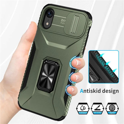 For iPhone XR Case TPU+PC Ring Kickstand Phone Cover Support Magnetic Car Mount