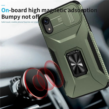For iPhone XR Case TPU+PC Ring Kickstand Phone Cover Support Magnetic Car Mount