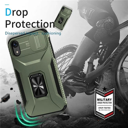 For iPhone XR Case TPU+PC Ring Kickstand Phone Cover Support Magnetic Car Mount