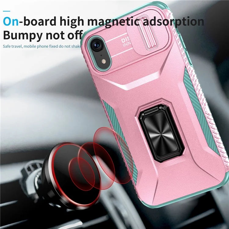 For iPhone XR Case TPU+PC Ring Kickstand Phone Cover Support Magnetic Car Mount