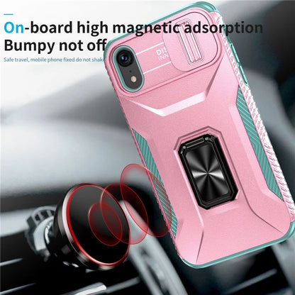 For iPhone XR Case TPU+PC Ring Kickstand Phone Cover Support Magnetic Car Mount