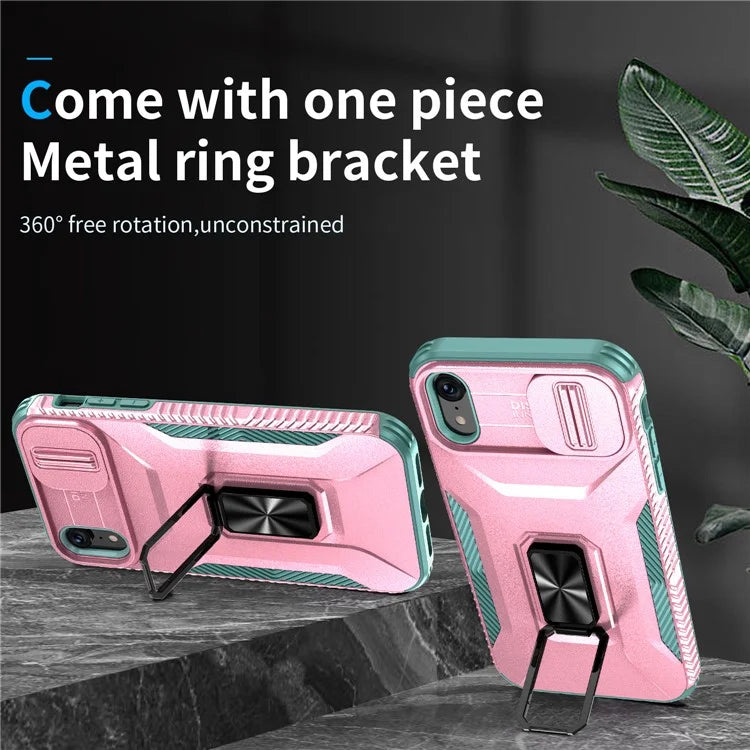 For iPhone XR Case TPU+PC Ring Kickstand Phone Cover Support Magnetic Car Mount