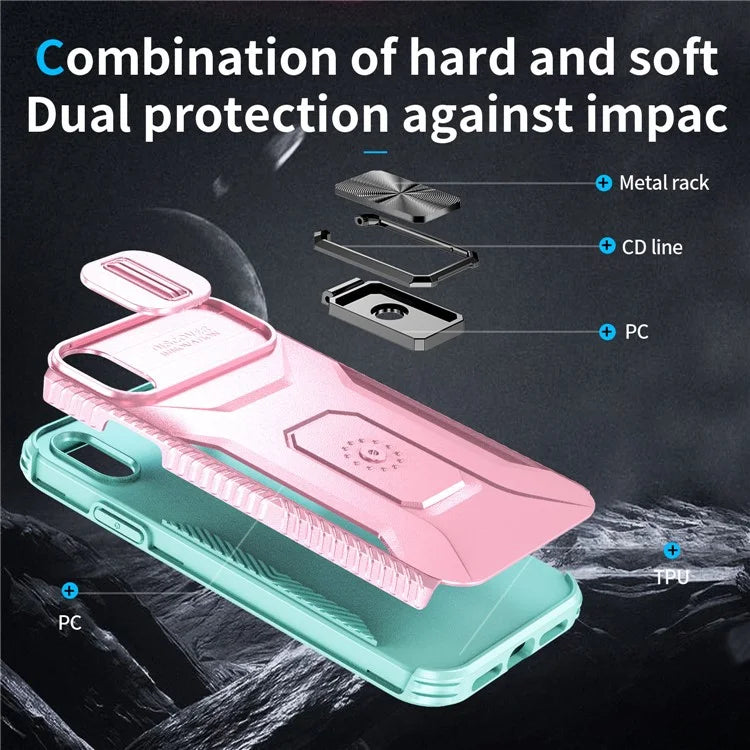 For iPhone XR Case TPU+PC Ring Kickstand Phone Cover Support Magnetic Car Mount