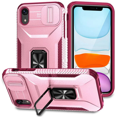 For iPhone XR Case TPU+PC Ring Kickstand Phone Cover Support Magnetic Car Mount