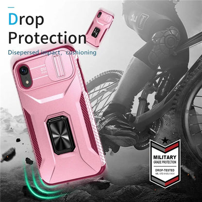 For iPhone XR Case TPU+PC Ring Kickstand Phone Cover Support Magnetic Car Mount