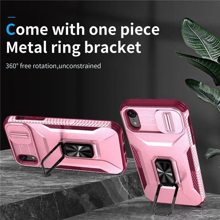 For iPhone XR Case TPU+PC Ring Kickstand Phone Cover Support Magnetic Car Mount