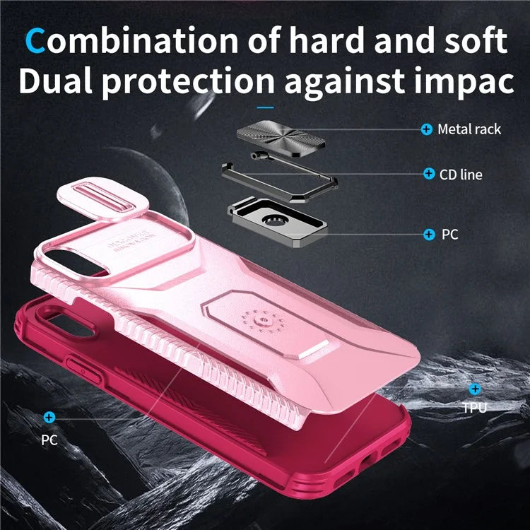 For iPhone XR Case TPU+PC Ring Kickstand Phone Cover Support Magnetic Car Mount
