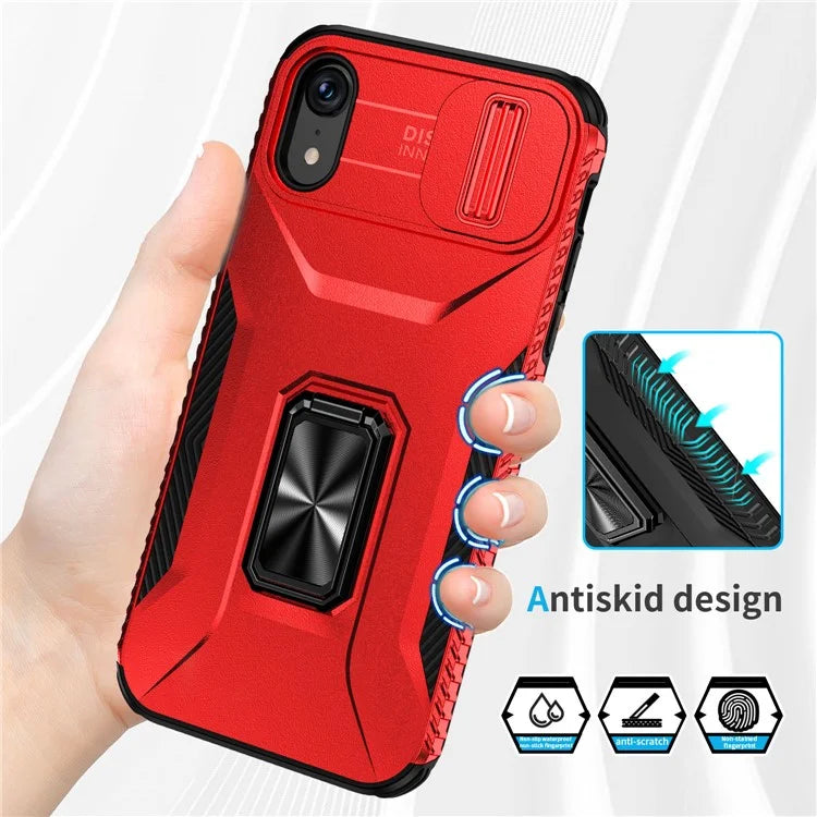 For iPhone XR Case TPU+PC Ring Kickstand Phone Cover Support Magnetic Car Mount