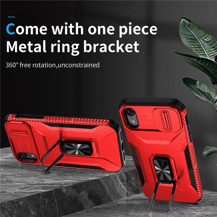 For iPhone XR Case TPU+PC Ring Kickstand Phone Cover Support Magnetic Car Mount