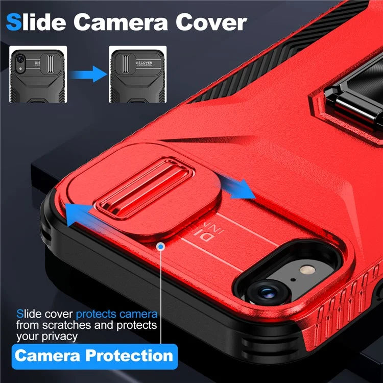 For iPhone XR Case TPU+PC Ring Kickstand Phone Cover Support Magnetic Car Mount