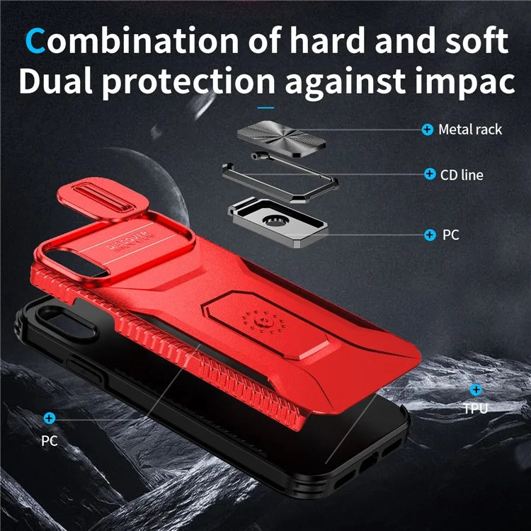 For iPhone XR Case TPU+PC Ring Kickstand Phone Cover Support Magnetic Car Mount