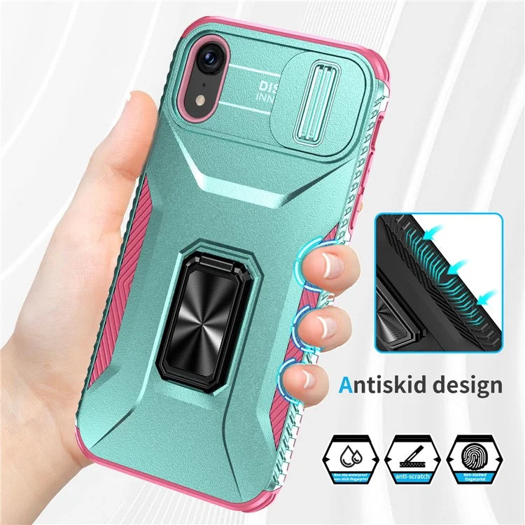 For iPhone XR Case TPU+PC Ring Kickstand Phone Cover Support Magnetic Car Mount
