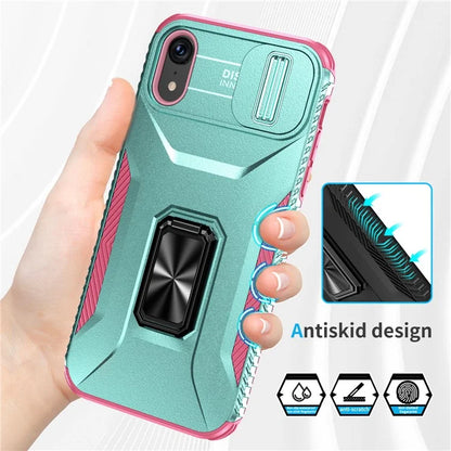 For iPhone XR Case TPU+PC Ring Kickstand Phone Cover Support Magnetic Car Mount