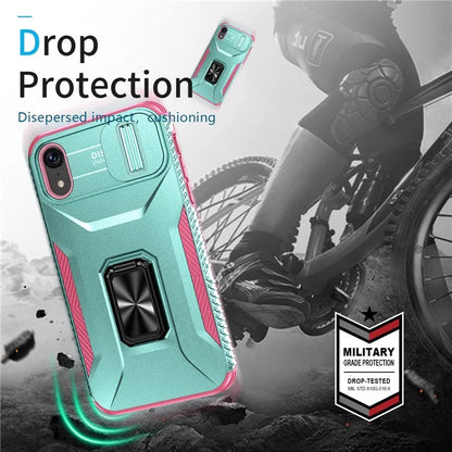 For iPhone XR Case TPU+PC Ring Kickstand Phone Cover Support Magnetic Car Mount