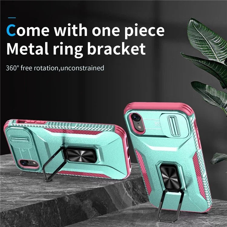For iPhone XR Case TPU+PC Ring Kickstand Phone Cover Support Magnetic Car Mount