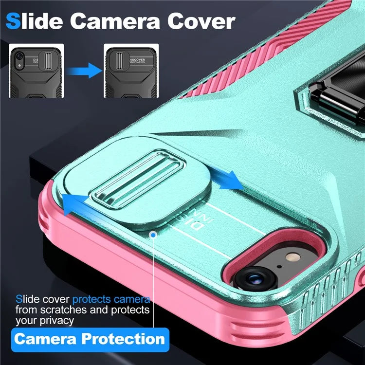 For iPhone XR Case TPU+PC Ring Kickstand Phone Cover Support Magnetic Car Mount