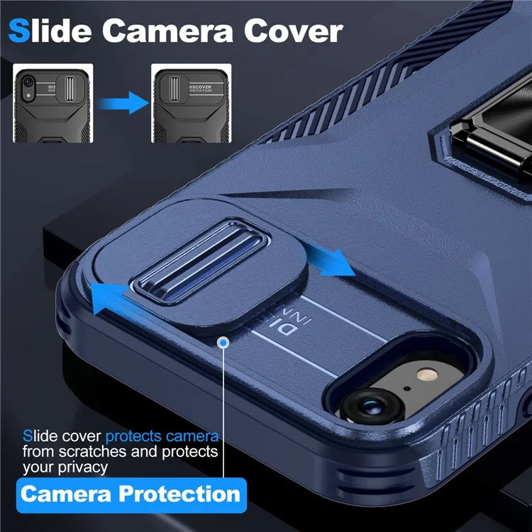 For iPhone XR Case TPU+PC Ring Kickstand Phone Cover Support Magnetic Car Mount