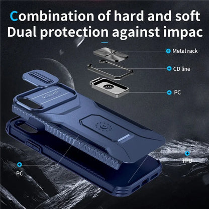 For iPhone XR Case TPU+PC Ring Kickstand Phone Cover Support Magnetic Car Mount