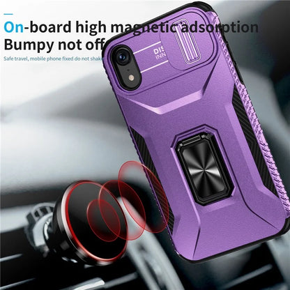 For iPhone XR Case TPU+PC Ring Kickstand Phone Cover Support Magnetic Car Mount