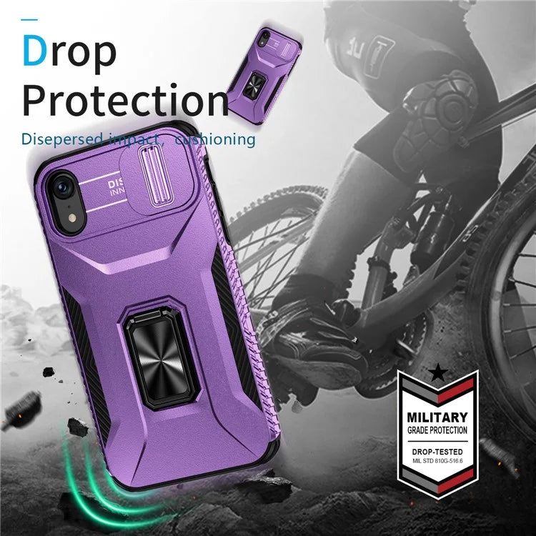 For iPhone XR Case TPU+PC Ring Kickstand Phone Cover Support Magnetic Car Mount
