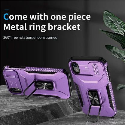 For iPhone XR Case TPU+PC Ring Kickstand Phone Cover Support Magnetic Car Mount
