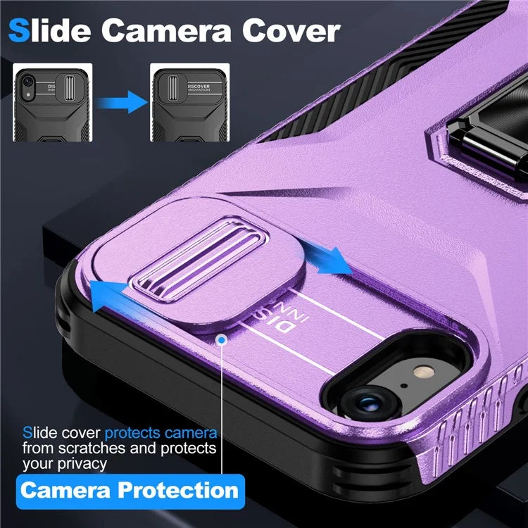 For iPhone XR Case TPU+PC Ring Kickstand Phone Cover Support Magnetic Car Mount
