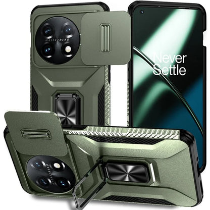 For OnePlus 11 5G Case TPU+PC Ring Kickstand Lens Lid Phone Cover