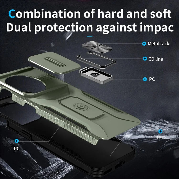 For OnePlus 11 5G Case TPU+PC Ring Kickstand Lens Lid Phone Cover
