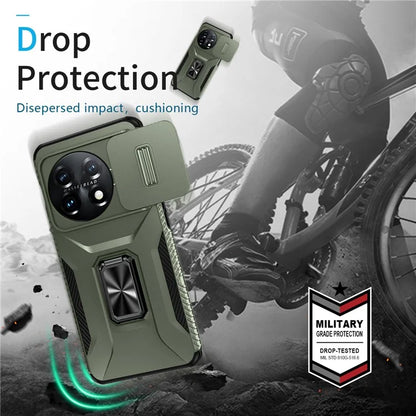 For OnePlus 11 5G Case TPU+PC Ring Kickstand Lens Lid Phone Cover