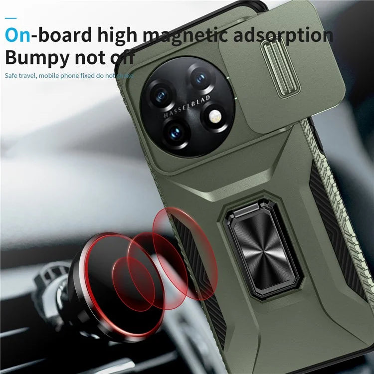 For OnePlus 11 5G Case TPU+PC Ring Kickstand Lens Lid Phone Cover