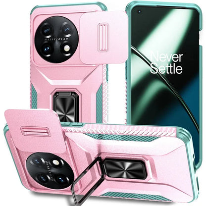 For OnePlus 11 5G Case TPU+PC Ring Kickstand Lens Lid Phone Cover