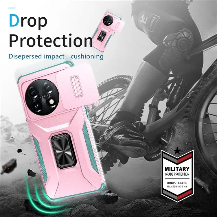 For OnePlus 11 5G Case TPU+PC Ring Kickstand Lens Lid Phone Cover