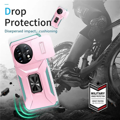 For OnePlus 11 5G Case TPU+PC Ring Kickstand Lens Lid Phone Cover