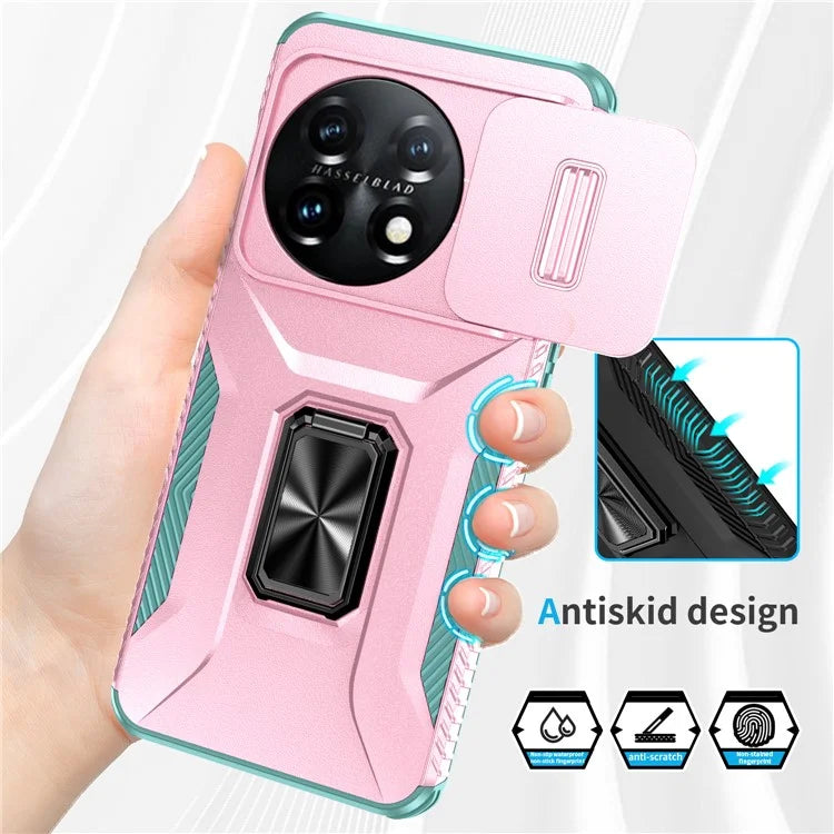 For OnePlus 11 5G Case TPU+PC Ring Kickstand Lens Lid Phone Cover