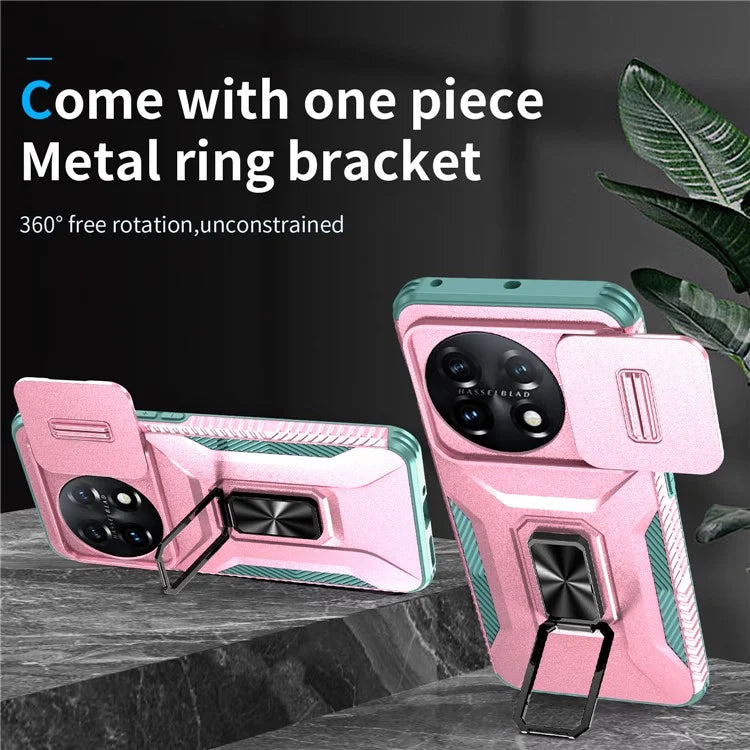 For OnePlus 11 5G Case TPU+PC Ring Kickstand Lens Lid Phone Cover