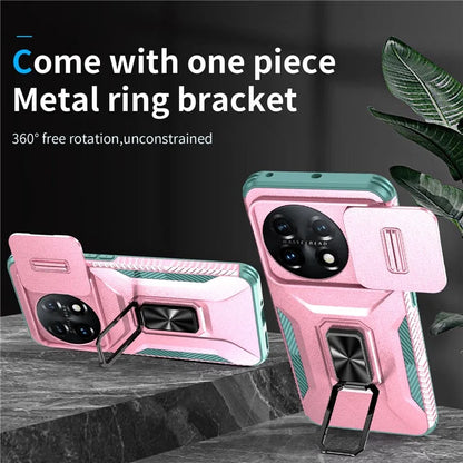 For OnePlus 11 5G Case TPU+PC Ring Kickstand Lens Lid Phone Cover
