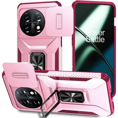 For OnePlus 11 5G Case TPU+PC Ring Kickstand Lens Lid Phone Cover