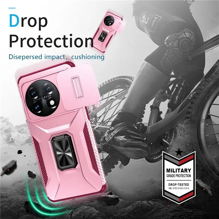 For OnePlus 11 5G Case TPU+PC Ring Kickstand Lens Lid Phone Cover