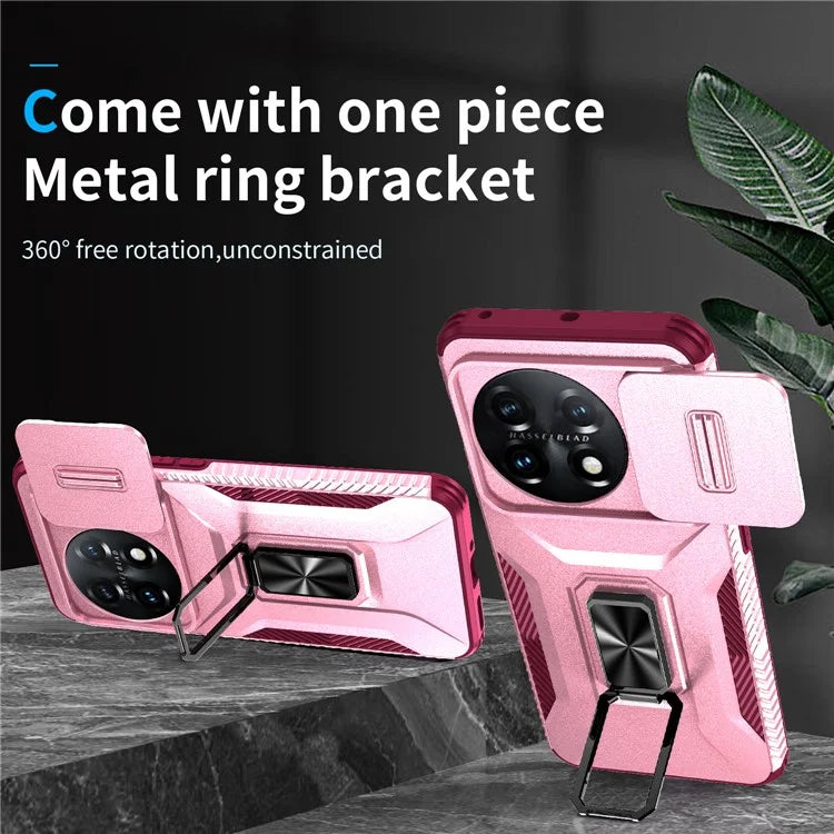For OnePlus 11 5G Case TPU+PC Ring Kickstand Lens Lid Phone Cover