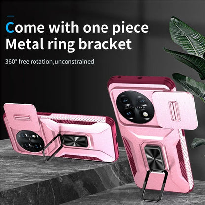 For OnePlus 11 5G Case TPU+PC Ring Kickstand Lens Lid Phone Cover