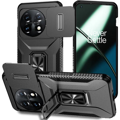 For OnePlus 11 5G Case TPU+PC Ring Kickstand Lens Lid Phone Cover