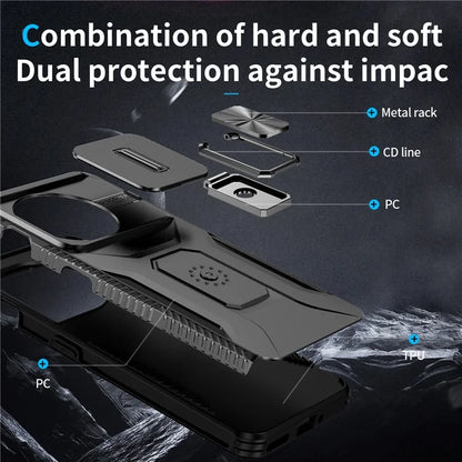 For OnePlus 11 5G Case TPU+PC Ring Kickstand Lens Lid Phone Cover