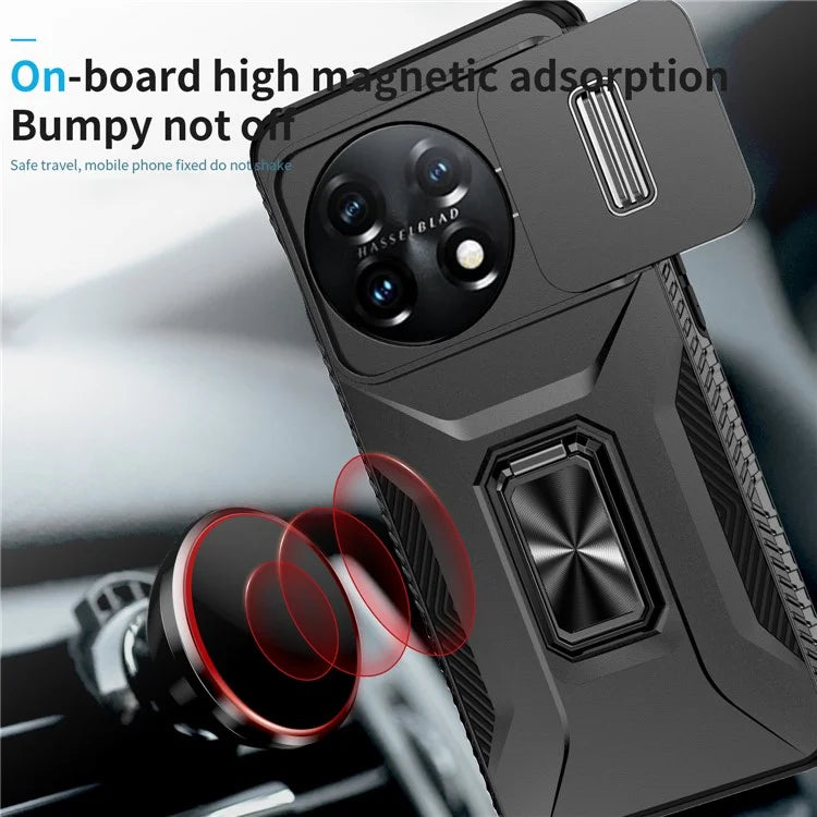 For OnePlus 11 5G Case TPU+PC Ring Kickstand Lens Lid Phone Cover