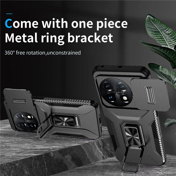 For OnePlus 11 5G Case TPU+PC Ring Kickstand Lens Lid Phone Cover