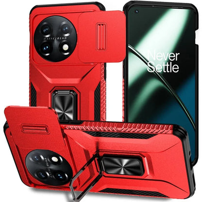 For OnePlus 11 5G Case TPU+PC Ring Kickstand Lens Lid Phone Cover